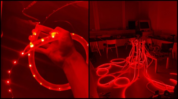 Kontinuum installation in gallery with ambient lighting