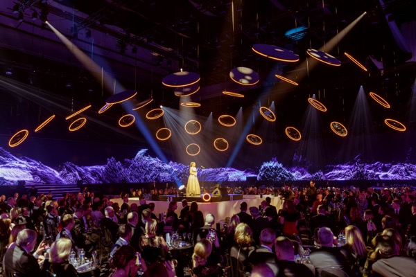 Summit panoramic view of LED wall wrapping around event space