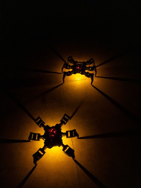 System robot movement captured with long exposure light trails