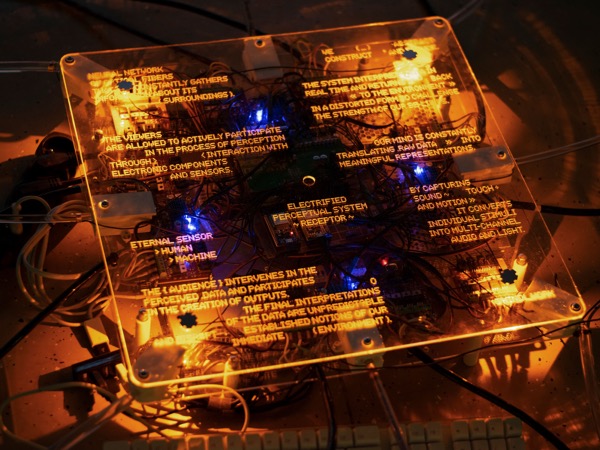 Receptor neural network sculpture in underground water reservoir at Prototyp Festival